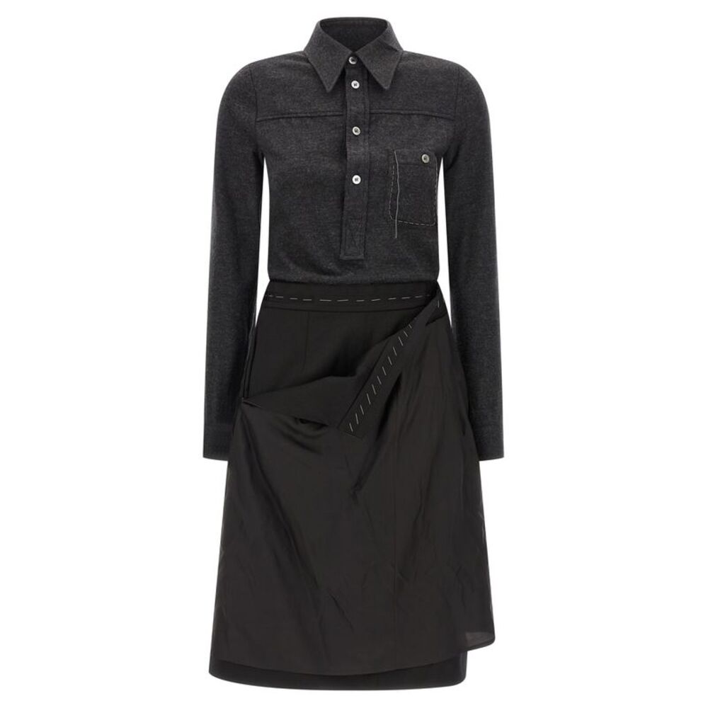 Maison Margiela Gray Virgin Wool Midi Women's Dress